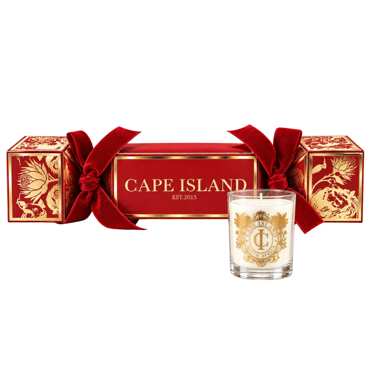 Cape Island Crimson Christmas Cracker with Mini Candle