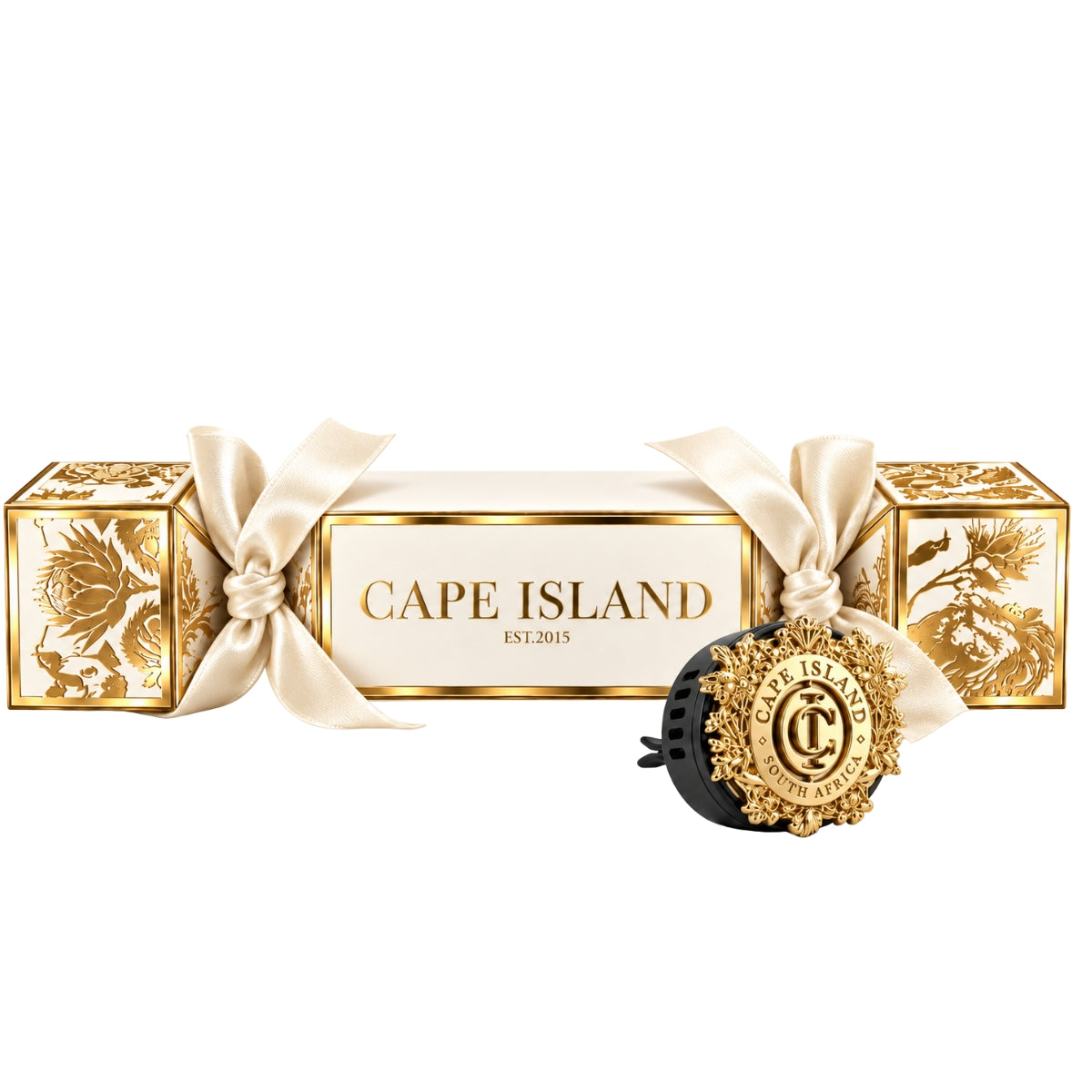 Cape Island Ivory & Gold Christmas Cracker with Car Diffuser